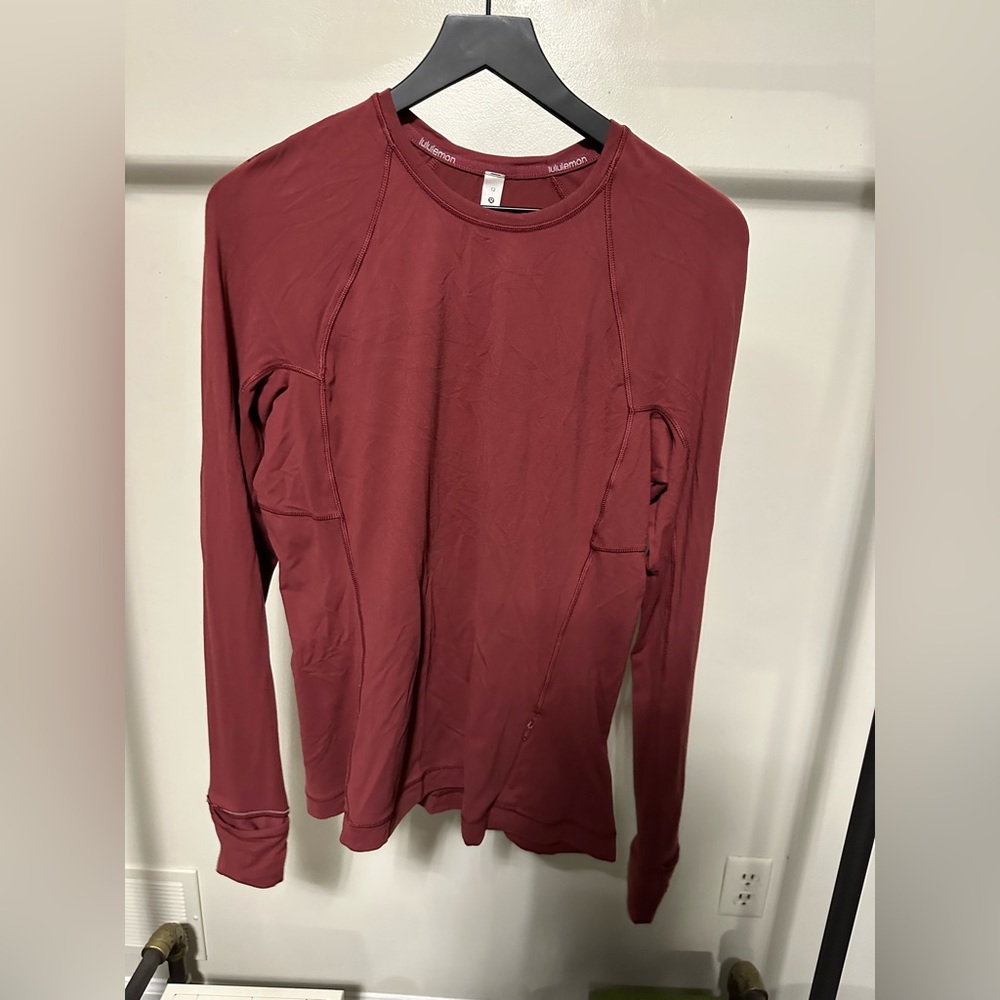 Lululemon it’s rule run long sleeve shirt mulled wine size 12